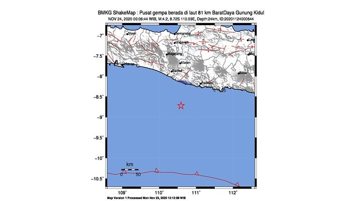 Gunungkidul Diguncang Gempa Bumi 4,2 SR