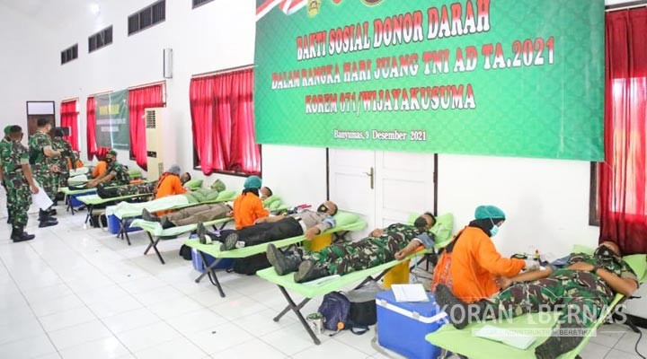 Memperingati Hari Juang TNI AD 2021, Korem Wijayakusuma Donor Darah