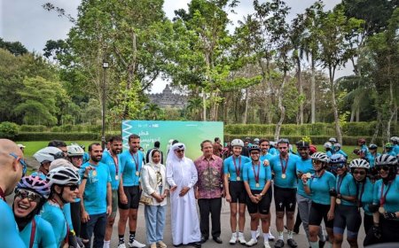 Gowes 93 Kilometer, 100 Pesepeda Indonesia dan Qatar ke Borobudur