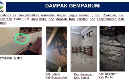 Tembok Ambrol hingga Genteng Rontok, Foto-foto Bangunan Rusak Akibat Gempa Bumi Yogyakarta