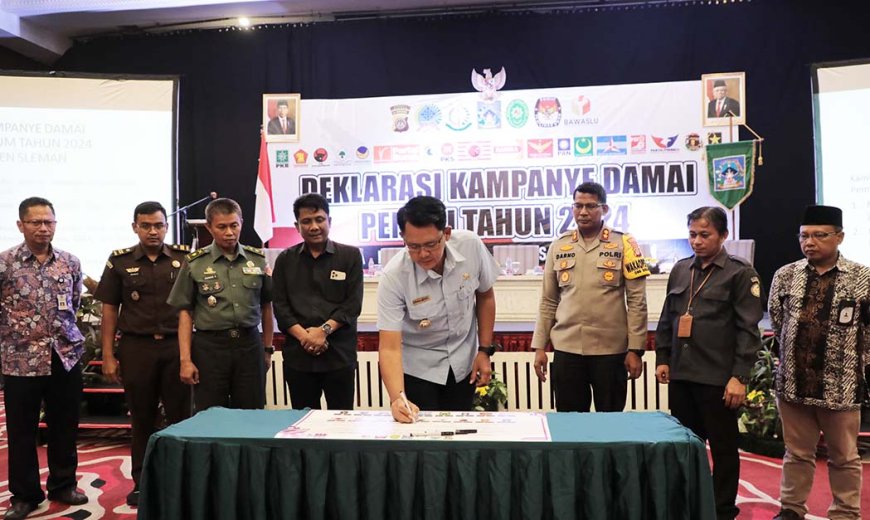 Wujudkan Sleman Kondusif, Danang Pimpin Deklarasi Kampanye Damai Pemilu