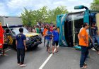 Bus Pariwisata Terguling di Bukit Bego, Seorang Meninggal