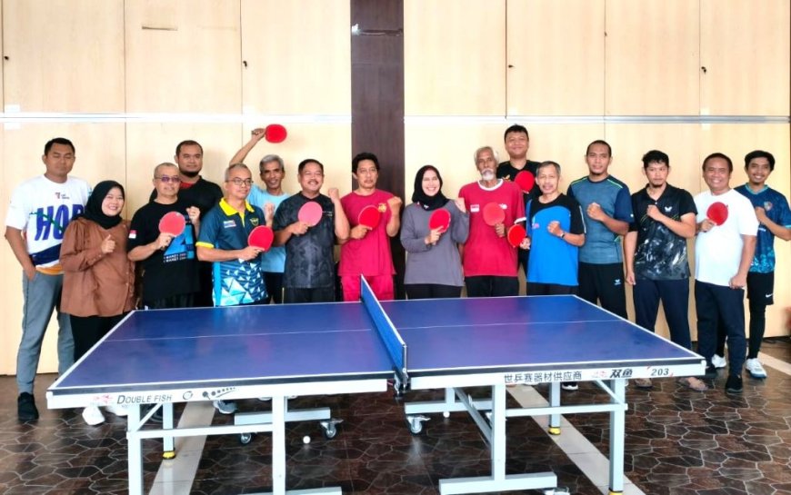 Tim Tenis Meja PWI Sleman Tanding Persahabatan Melawan Bea Cukai Yogyakarta