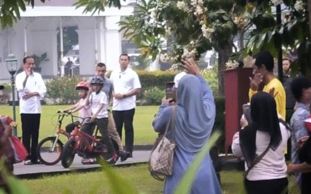 Ribuan Warga dan Wisatawan Memanggil Jokowi dari Luar Pagar Gedung Agung