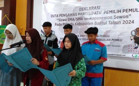 Bawaslu Bantul Mengukuhkan 65 Pelajar sebagai Duta Pengawas Pilkada