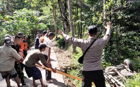 Mesin Mati Rem Blong, Minibus Terguling ke Jurang di Kebumen