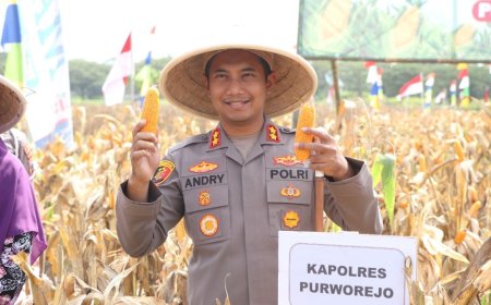 Kapolres Purworejo Pimpin Panen Raya Jagung di Wonosari Kecamatan Ngombol