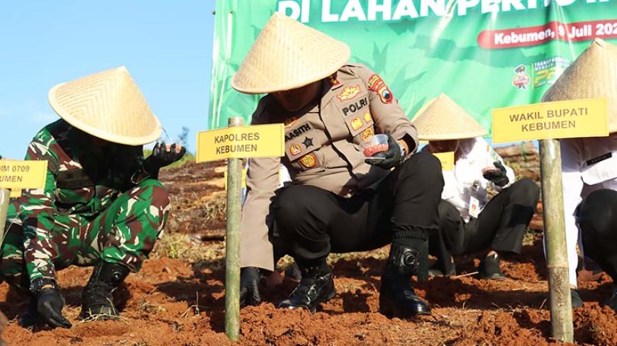 Manfaatkan Lahan Perhutanan Sosial, Polres Kebumen Dukung Tanam Jagung Serentak