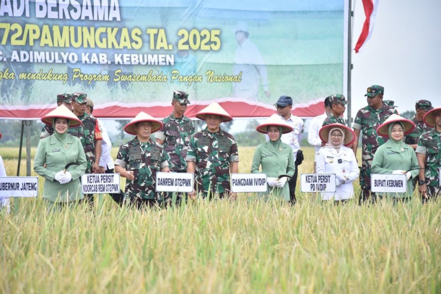 Pangdam IV/Diponegoro Panen Raya Padi di Desa Tepakyang Kebumen, Hasilnya 1.116 Ton