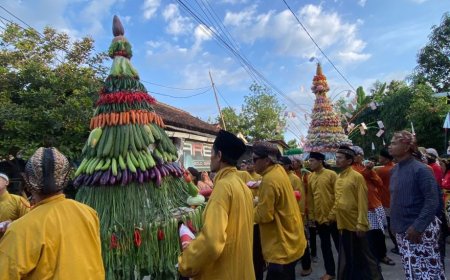 Peringati Maulid Nabi Muhammad SAW, Warga Padukuhan Monggang Gelar Kirab Gunungan Hasil Bumi