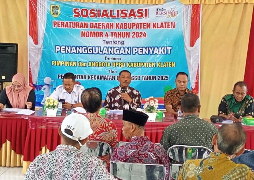 Anggota DPRD Klaten Sosialisasi Perda Penanggulangan Penyakit di Kantor Desa Delanggu