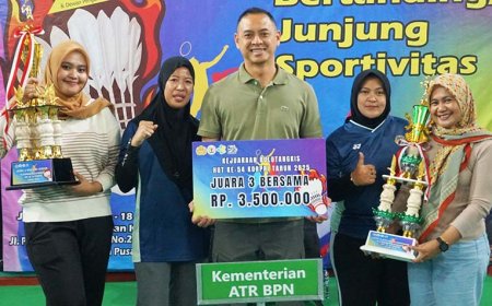 Kementerian ATR/BPN Borong Dua Piala di Kejuaraan Bulutangkis KORPRI 2026Kementerian ATR/BPN Borong Dua Piala di Kejuaraan Bulutangkis KORPRI 2026