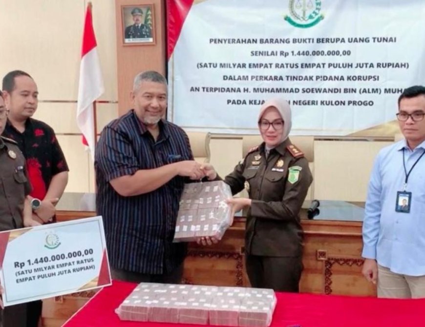 Kejari Kulonprogo Serahkan Rp 1,44 Miliar Hasil Sitaan Kasus Korupsi