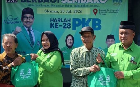 Peringati Harlah ke-28, PKB Sleman Salurkan Sembako untuk Keluarga Desil 1
