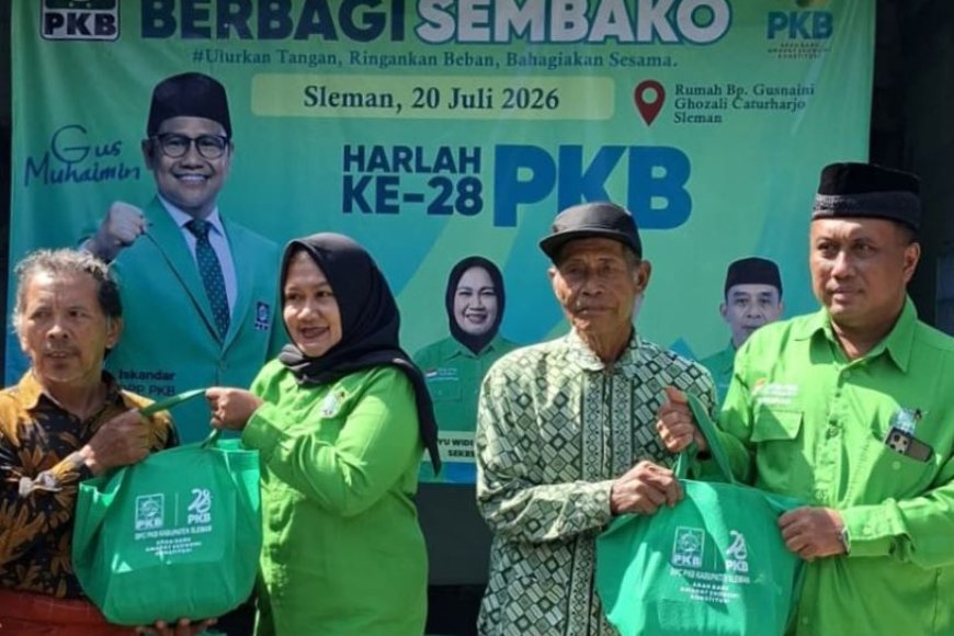 Peringati Harlah ke-28, PKB Sleman Salurkan Sembako untuk Keluarga Desil 1